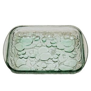 # Vintage Libbey Orchard Fruit Green Glass Casserole Oven Baking Dish 9”x13”